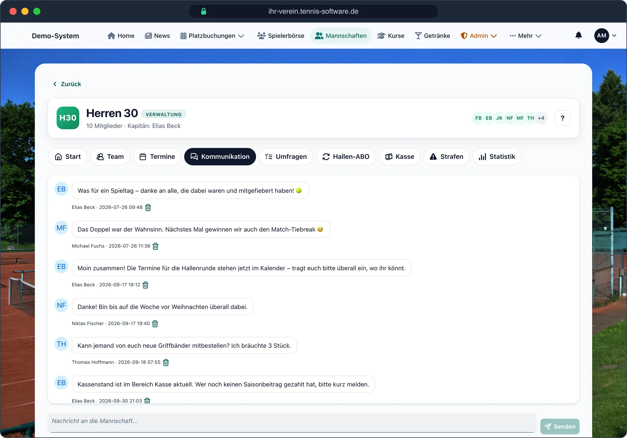 Team-Chat – Nachrichten an die ganze Mannschaft
