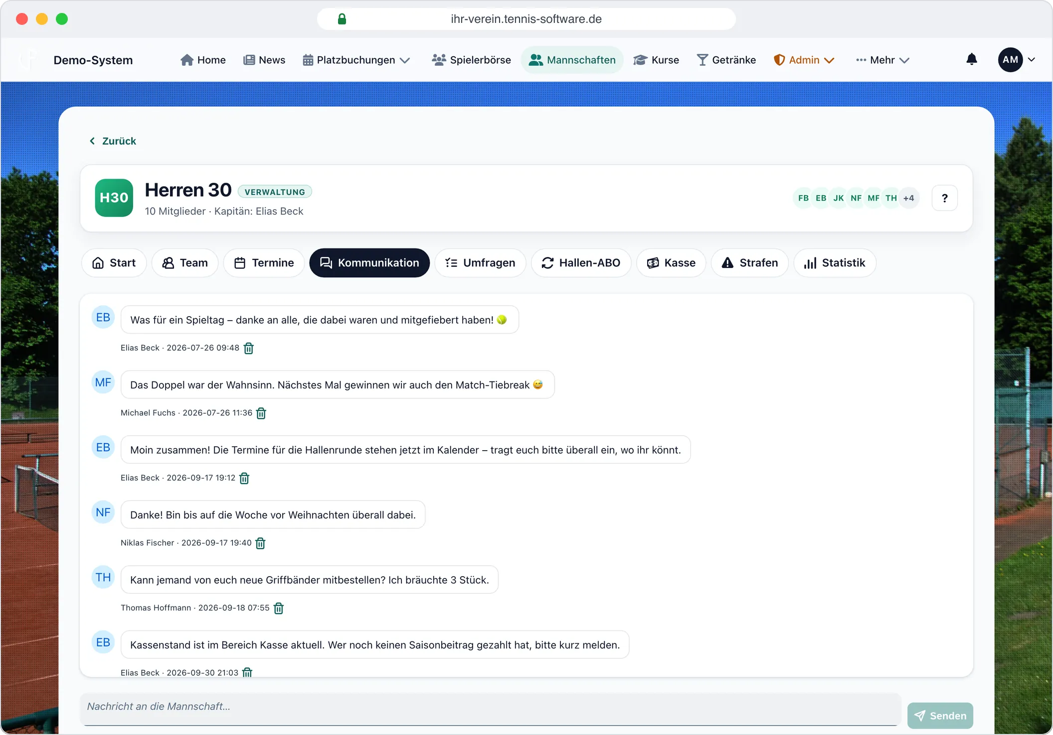 Team-Chat – Nachrichten an die ganze Mannschaft
